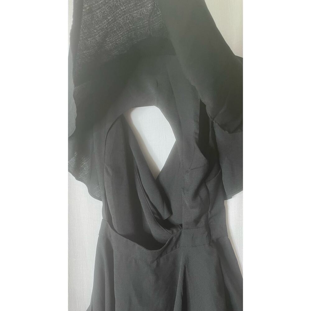 Do+Be Pageant Black Ruffle Wrap Romper Small - Picture 3 of 8